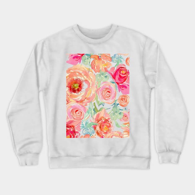 Pink Watercolor Floral Clipart Free Commercial Use Blush Light Watercolour Flowers Aquarelle Roses Bouquets Crewneck Sweatshirt by iambolders